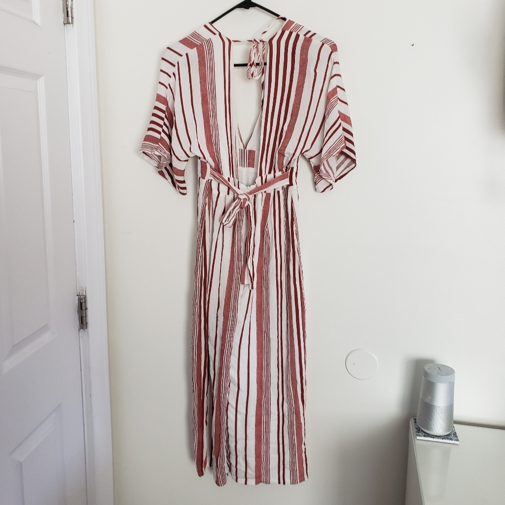 Lulus Hook Line Sinker Rust Red Striped Jumpsuit - image 5